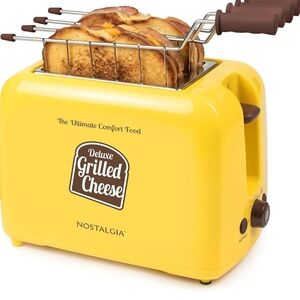 Nostalgia Yellow Grilled Cheese Toaster with Brown Accents